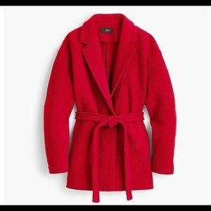 J Crew Italian Boiled Wool Red Camille coat XS